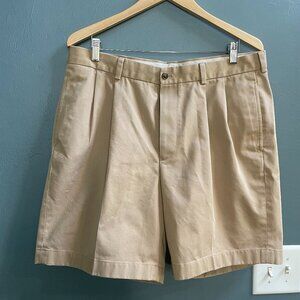 Brooks Brothers Pleated Men's Tan Chino Shorts 36 Flaws
